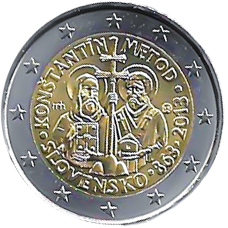 2013-Slovakia-euro-coin-1150th-anniversary-of-the-advent-of-the-mission-of-Constantine-and-Methodius-to-Great-Moravia