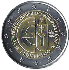 2014 Slovakia euro coin - 10th anniversary of the accession of the Slovak Republic to the European Union